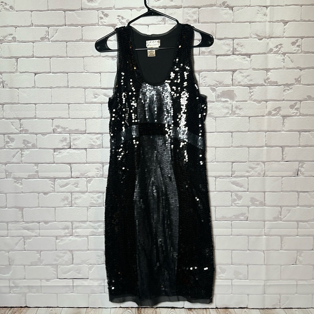 Max Studio Specialty Products Size Large Fitted Sequin Muscle Tank Dress Nylon